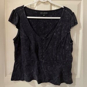 Idyllwind Women's Peplum Black Blouse with Hook & Eye Closure Front NWOT